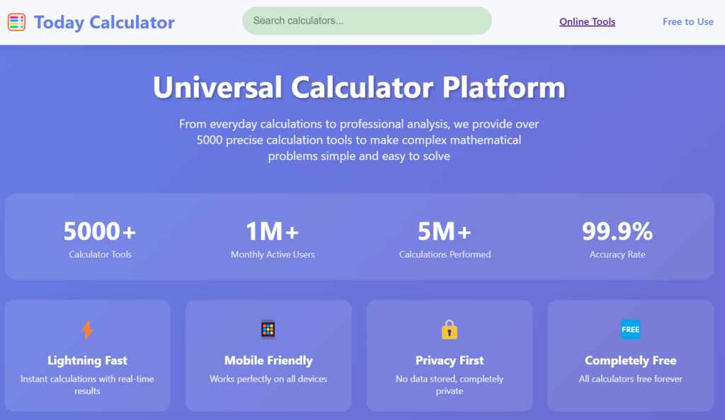 Today Calculator: Your Ultimate Online Calculation Platform